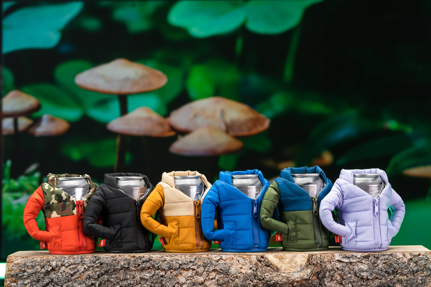 Insulated Can Cooler - The Puffy - Olive Green & Sailor Blue