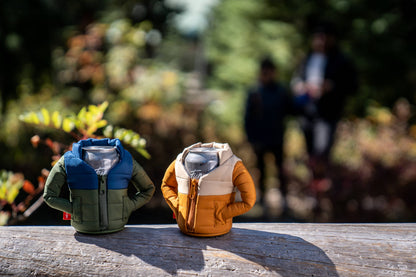 Insulated Can Cooler - The Puffy - Olive Green & Sailor Blue