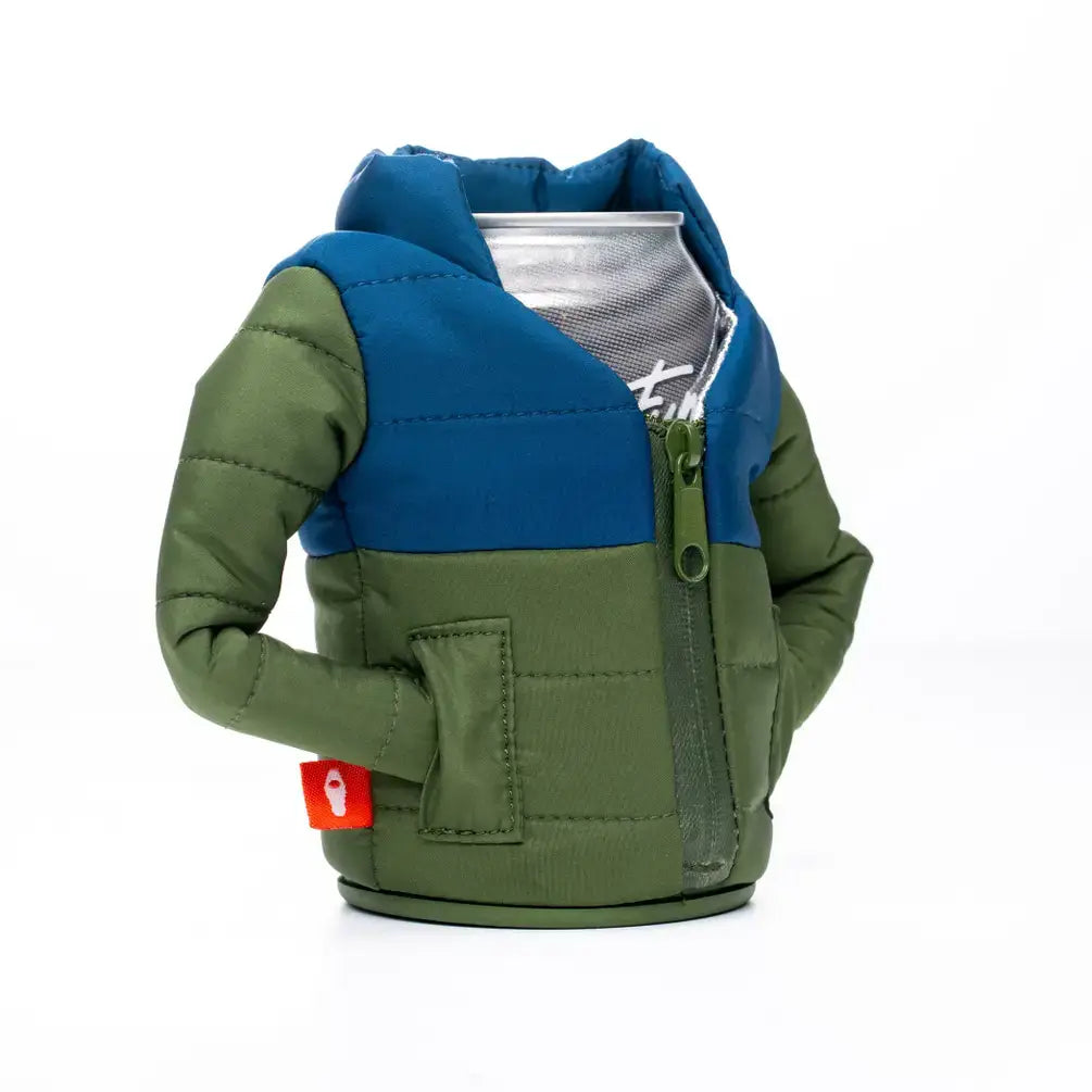 Insulated Can Cooler - The Puffy - Olive Green & Sailor Blue