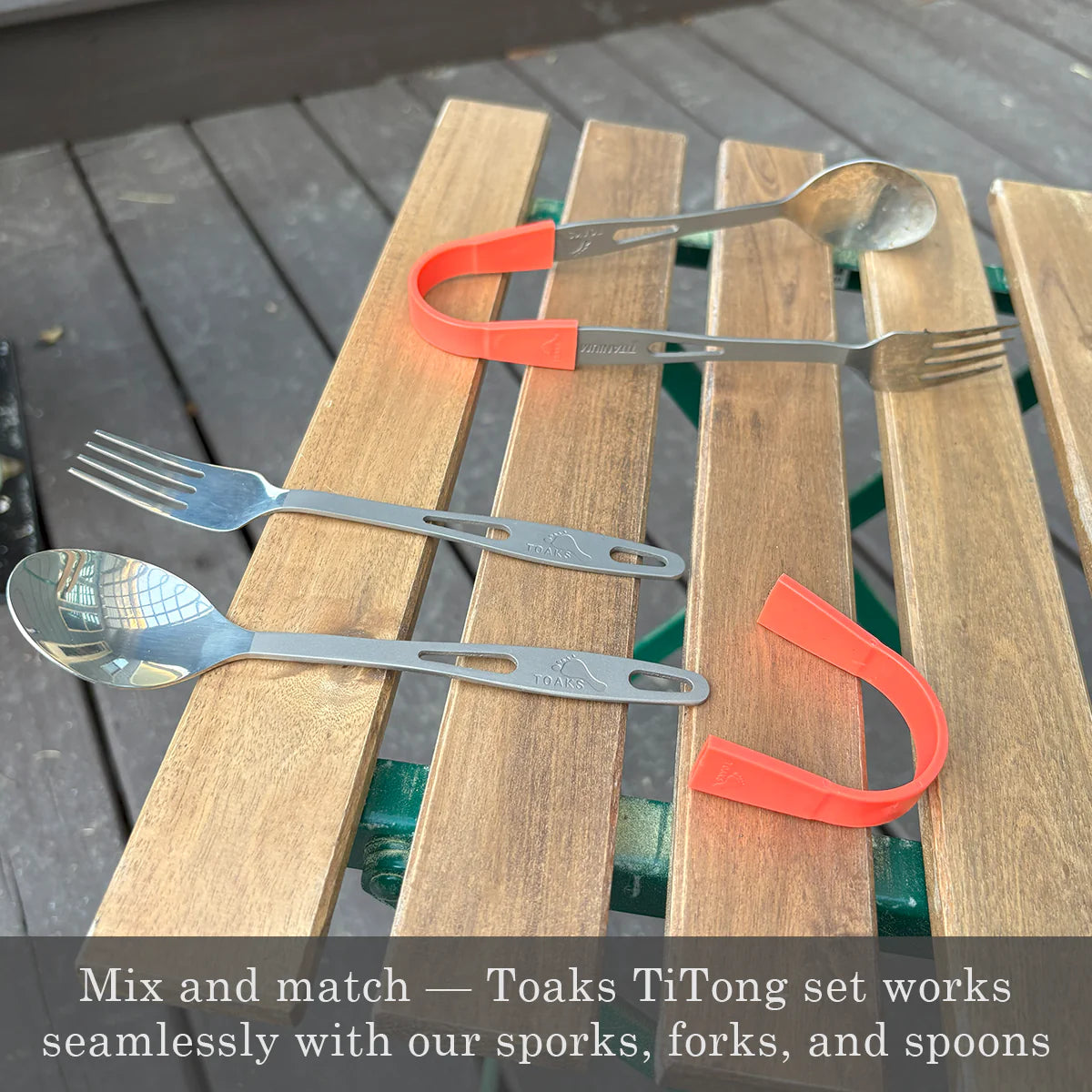 TOAKS Titanium Spoon, Fork & Camp Tongs